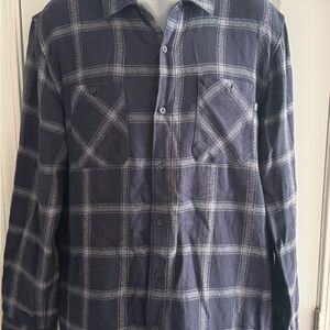 Men’s Vans Navy Plaid Button-Up Flannel Shirt Large